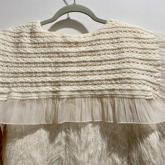 Vintage Fuzzy Artsy Y2K Rococo Preppy Fairy Boho Cropped Cardigan Sweater XL - Picture 4 of 7